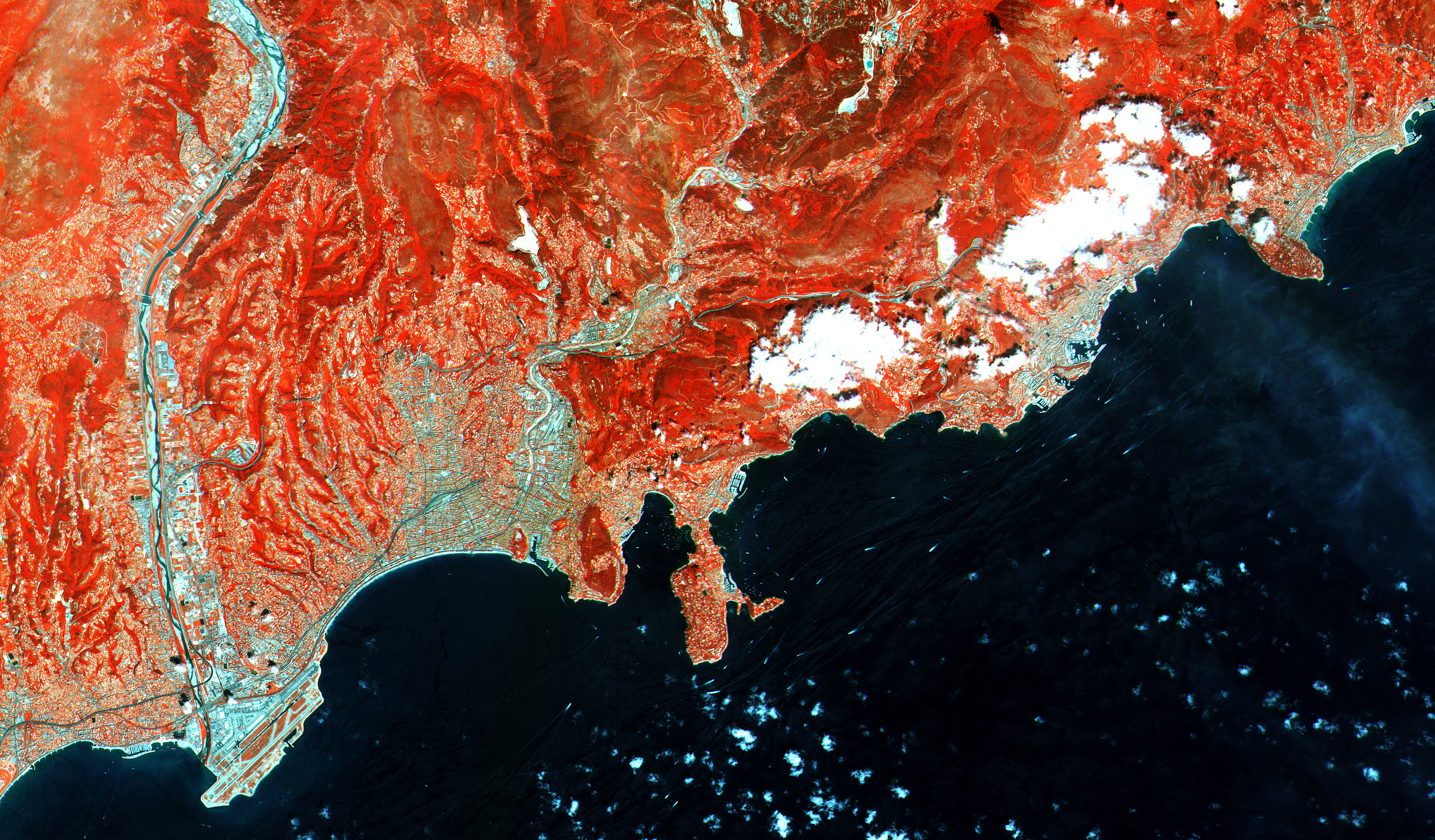 French Riviera seen in infrared from space