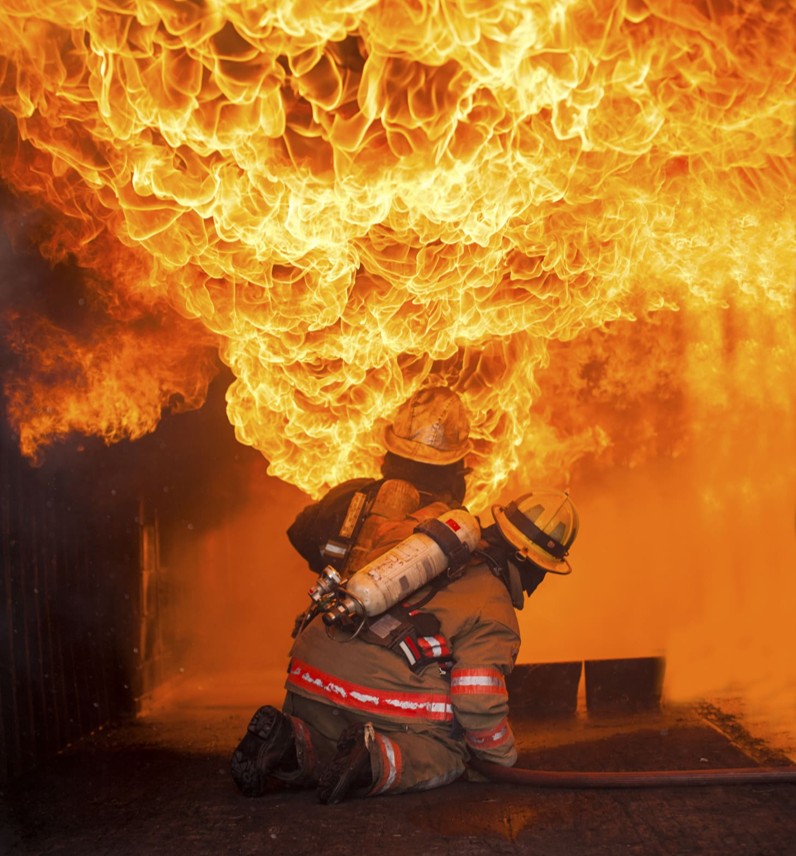 Firefighters in action at a fire