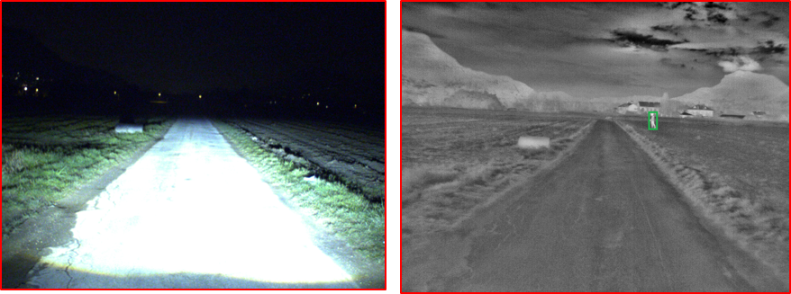difference between visible and thermal imaging on road