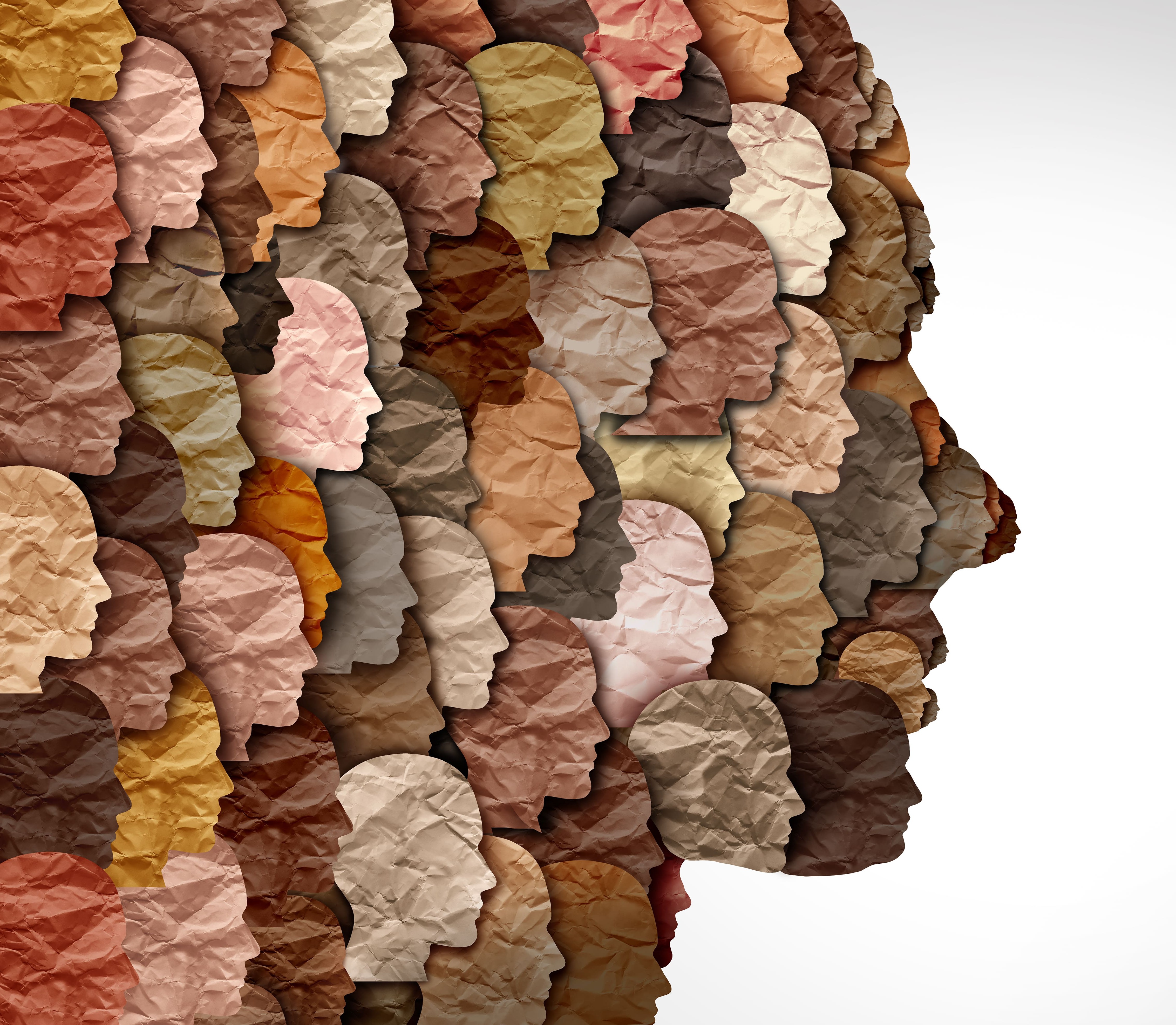 set of profile faces in different colors